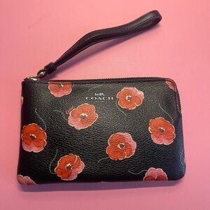 Red/Pink Flower Coach Wristlet